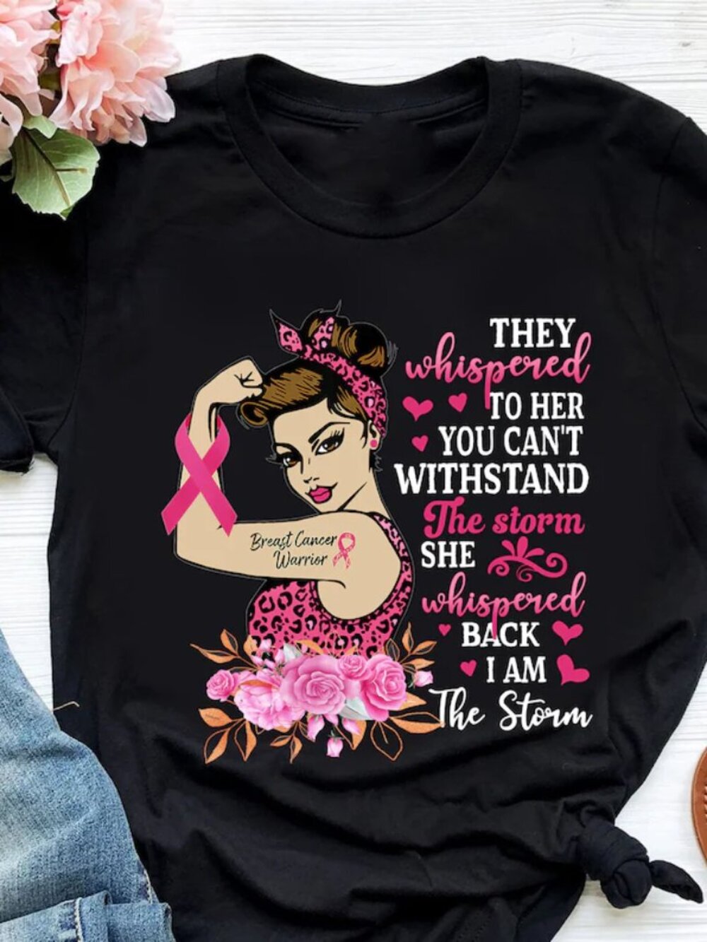 Breast Cancer Warrior Pink Ribbon Shirt, I'm The Storm Strong Women T Shirt